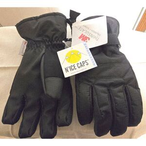 Pair Black N'Ice Caps 3M Thinsulate Waterproof Ski Gloves Women's Size S/M NWT